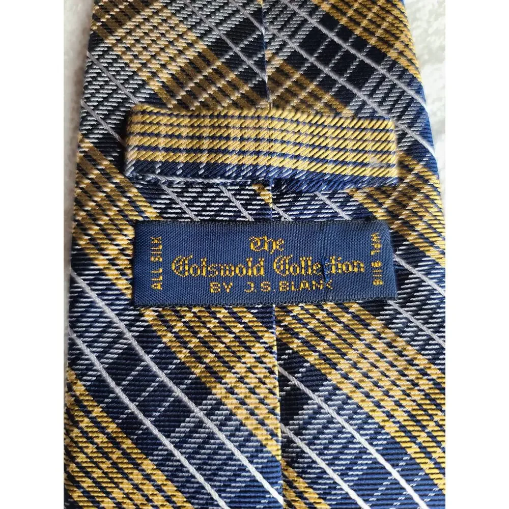 J S Blank Cotswold Collection yellow blue plaid silk tie - 59.5
